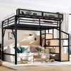 Lycvki Black Metal Loft Bed Frame with Storage Stairs, Shelves and Built-in Wardrobe - 2 of 4