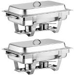 Costway 2 Packs Full Size Chafing Dish 9 Quart Stainless Steel Rectangular Chafer Buffet