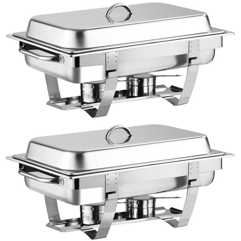 Costway 2 Packs Full Size Chafing Dish 9 Quart Stainless Steel Rectangular Chafer Buffet, 1 of 11