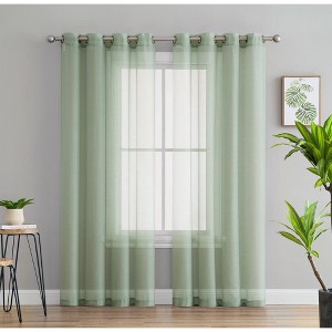 HLC.ME Semi Sheer Voile Light Filtering Transparent Window Curtain Grommet Panels - Set of 2 - 1 of 4