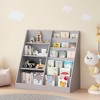 MAYEERTY Bookshelf and Toy Storage Organizer, 4 Tier Wooden Book Shelf with Bookcase Display Stand in Kids Room Playroom Gray - 3 of 4