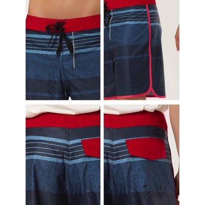 Мужские шорты INSPIRE CHIC Men's Summer Drawstring Color Block Printed Swim Beach Shorts Red Navy 32 — фото 6