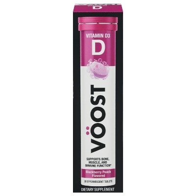 Voost Blackberry Peach Flavored Vitamin D3 20 Effervescent Tablets