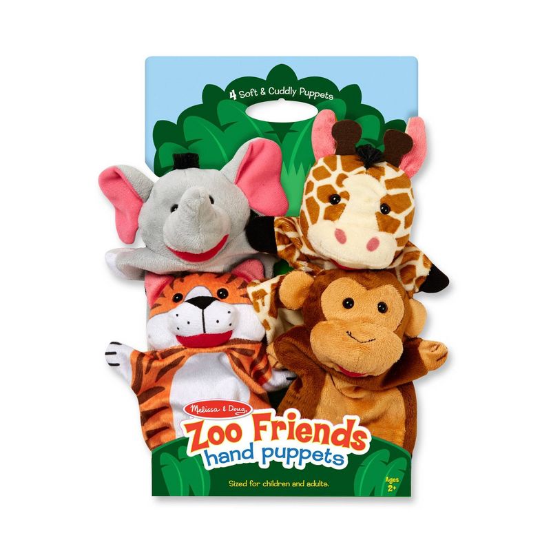 Melissa &#38; Doug Zoo Friends Hand Puppets 4pk - Elephant, Giraffe, Tiger, and Monkey, 4 of 15