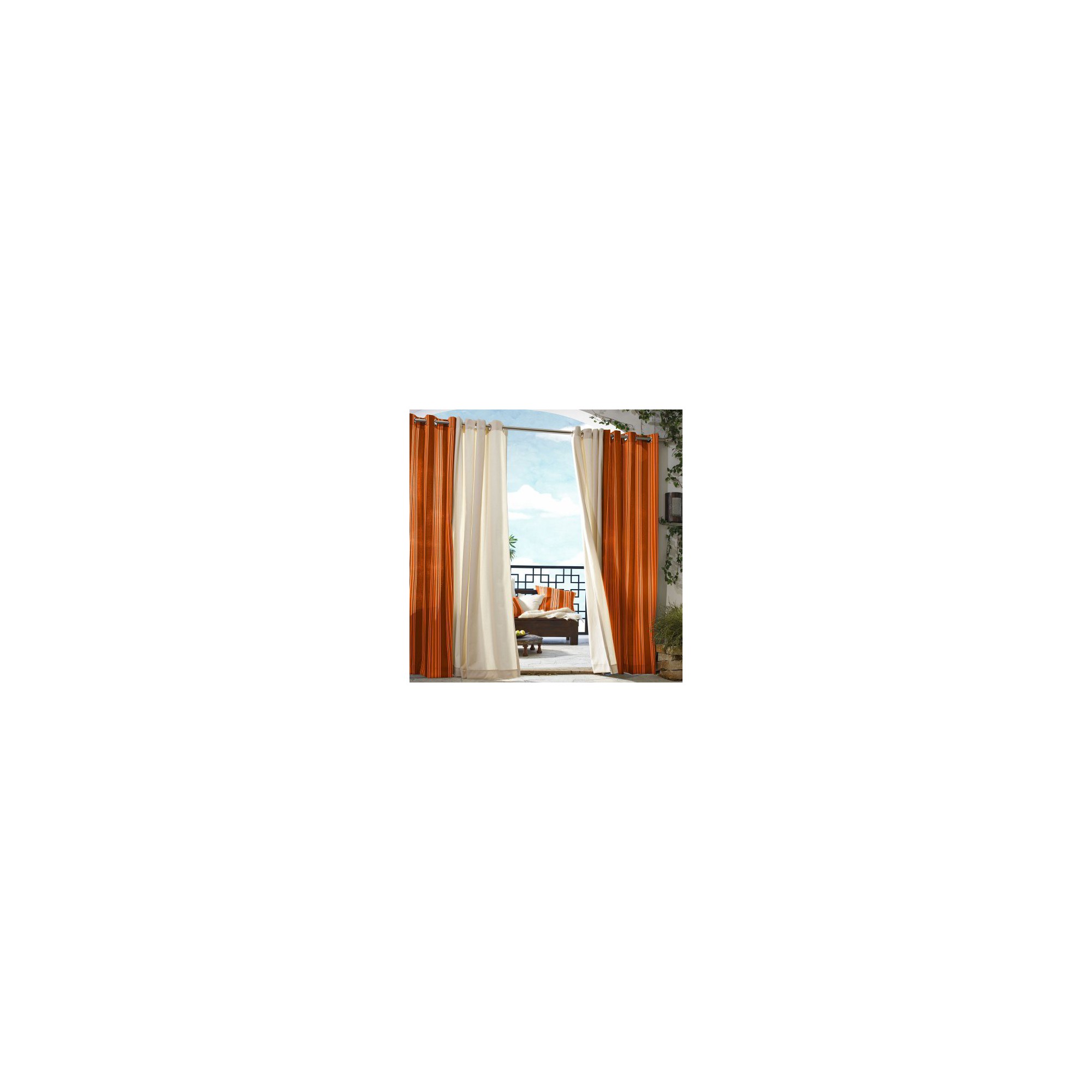 'Outdoor Décor Gazebo Stripe Indoor/Outdoor Grommet Top Curtain Panel -Orange (50''x96''), Size: 50x96'''