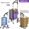 Stair Climbing Collapsible Shopping Carts for Groceries and Hand Truck 2-in-1, Lightweight Utility Cart w/ Waterproof Liner Basket, Elastic Cord, 35L - 3 of 4