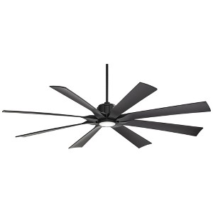 70" Possini Euro Design Defender Modern Indoor Outdoor Ceiling Fan with Dimmable LED Light Remote Control Matte Black Damp Rated for Patio Exterior - 1 of 4