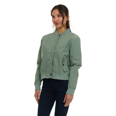 Canada Weather Gear Women's Bomber Flight Jacket – Lightweight Zip-Up Windbreaker with Ribbed Cuffs & Patch