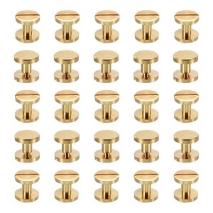 Unique Bargains Brass Rust-proof Durable Leather Belt Scrapbook Binding Chicago Screws 25 Sets - 1 of 4
