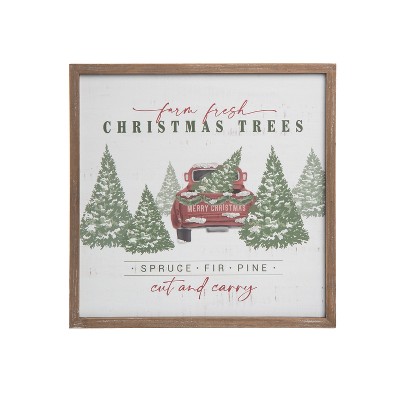 Transpac Wood 15.75 in. Multicolor Christmas Rustic Farm Fresh Wall Decor
