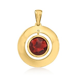 Ross-Simons 2.30 Carat Garnet Disc Pendant in 14kt Yellow Gold Size 0.88 - 1 of 3