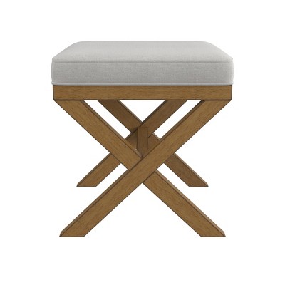 Somerset Fog Gray Upholstered Backless Vanity Stool with Rubberwood Legs