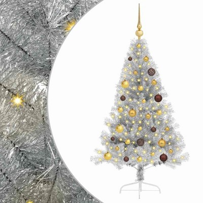 vidaXL Artificial Pre-lit Christmas Tree Silver 59.1" PET