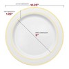 Smarty Had A Party 10.25" White w/ Gold Edge Rim Plastic Dinner Plates - 120 pcs - 3 of 4