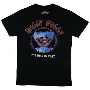Seven Times Six Poppy Playtime T-Shirt Men's Huggy Wuggy Short Sleeve Graphic Top Black - 1 of 4
