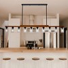 BAOURE 3-Light Farmhouse Wood Chandelier - 19.69" Rustic Rectangular Pendant Light - Black with Seed Glass Shades for Kitchen Islands & Dining - 4 of 4