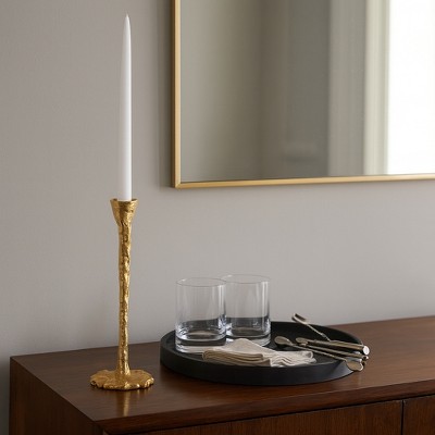 Metal Taper Candle Holder - Hammered Designed for Home, Office, Bedroom, and Living Room - Elegant Modern Centerpiece for Tables and Shelves