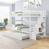 NicBex Twin over Twin Bunk Beds with Twin Trundle and Stairway Storage Function for Kids Teens Adults,Gray/White - 2 of 4