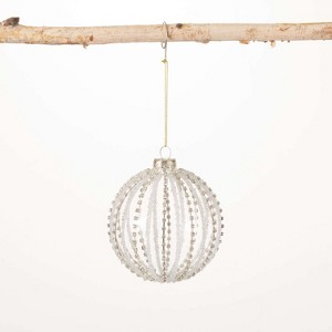 Beaded Crystal Ball Ornament Clear 4"H Glass - 1 of 2
