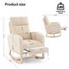 Modern Nursery Rocking Chair, Upholstered Glider Rocker with Foot Rest & Side Pockets, High Backrest Padded Accent Armchair, Recliner Chair - 3 of 4
