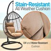 SereneLife Hanging Egg Indoor Outdoor Patio Wicker Rattan Lounge Chair with Stand - Black - 3 of 4