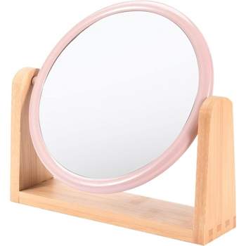 WHOLE HOUSEWARES Cosmetic Mirror with Stand - Small Brown