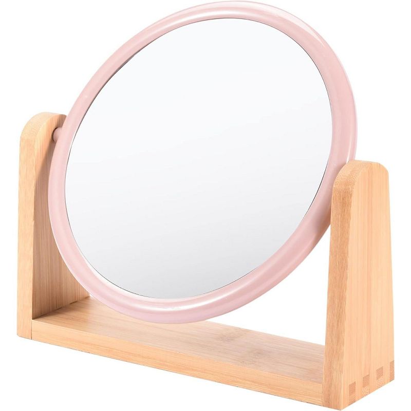 WHOLE HOUSEWARES Cosmetic Mirror with Stand - Small Brown, 1 of 4