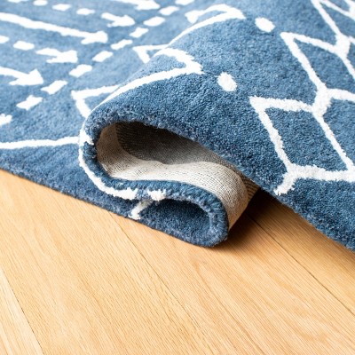 Ivory Square Hand-Tufted Wool Area Rug - Easy Care 6'