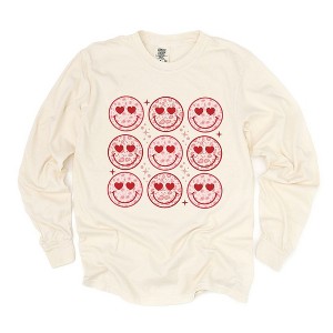 Simply Sage Market Women's Nine Valentine Faces Long Sleeve Garment Dyed Tee - 1 of 4
