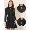 INSPIRE CHIC Women's Mock Neck Long Sleeve Satin Keyhole Tie Waist A-line Dress - 2 of 4