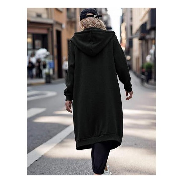 Sudadera con capucha y cremallera larga tipo túnica para mujer de HOTOUCH, con bolsillos, vellón extragrande casual de manga larga, chaqueta de otoño 2026 6