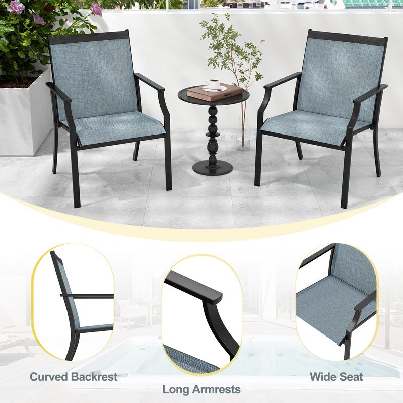 Tangkula Set of 4 Patio Dining Chairs Outdoor Armchairs w/ Sturdy Metal Frame, 5 of 10