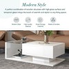 Sapphtopaz Modern Coffee Table with Drawer & Open Storage, High-Gloss Wood & Tempered Glass Center Table, 2-Tier Rectangle Living Room Table - 3 of 4
