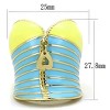Slickblue IP Gold Ring for Women, Novelty Zipper Look, Yellow and Blue Epoxy Accents, Casual Style, Sizes 5-9 - 2 of 4