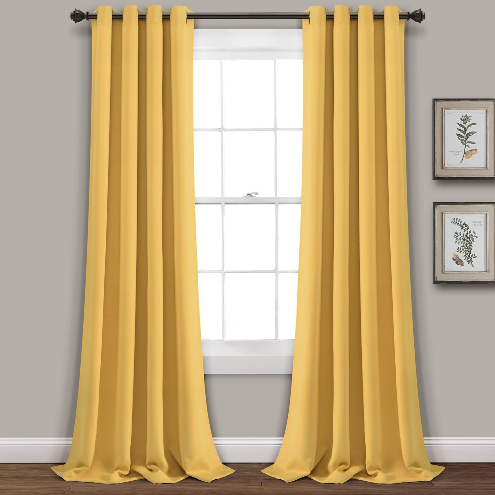 Photos - Curtains & Drapes Set of 2  Insulated Grommet Top Blackout Curtain Panels Yellow (52"x95")