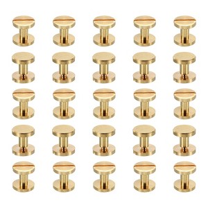 Unique Bargains Brass Rust-proof Durable Leather Belt Scrapbook Binding Chicago Screws 25 Sets - 1 of 4