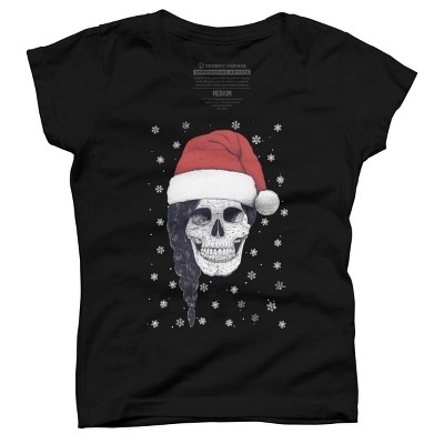 Girl's Design By Humans Christmas skull By kodamorkovkart T-Shirt