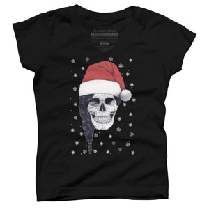 Girl's Design By Humans Christmas skull By kodamorkovkart T-Shirt - 1 of 3