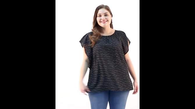 Agnes Orinda Women's Plus Size Summer Chiffon Polka Dots Round Neck Top, 2 of 8, play video
