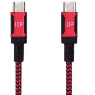 Monoprice USB C to USB C 2.0 Cable - 6 Feet - Red | Fast Charging, High Speed, Up to 3A/60W, Type C, Compatible with iPhone / iPad / MacBook / Samsung