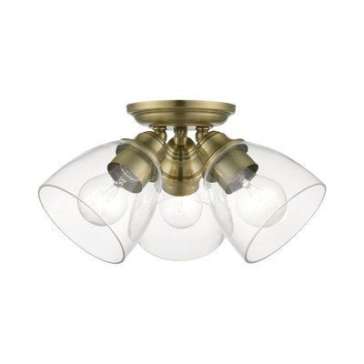 Livex Lighting Montgomery 3 - Light Flush Mount in  Antique Brass
