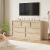 Modern 6-Drawer Wood Dresser, Double Drawer Storage Chest for Bedroom, Living Room & Nursery, Black and Natural - 4 of 4