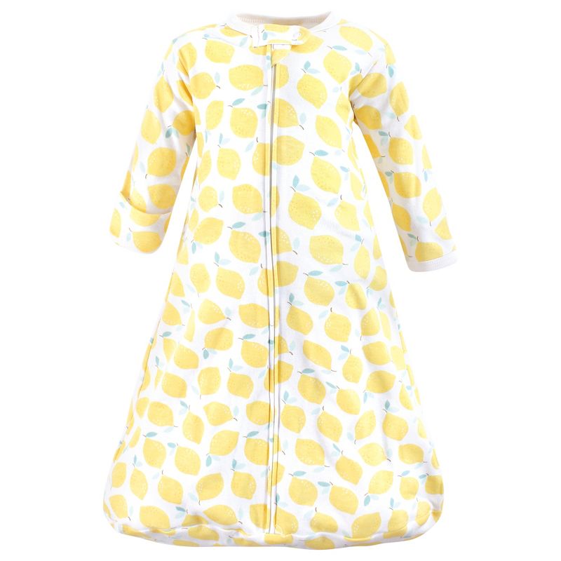 Hudson Baby Infant Girl Cotton Long-Sleeve Wearable Sleeping Bag, Sack, Blanket, Lemon Daisy Long Sleeve, 3 of 5