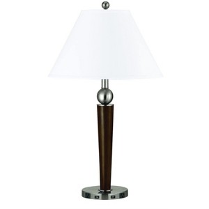 Cal Lighting 100W Metal Night Stand Lamp With 2 USB And 2 Power Outlets, On Off Rocker Base Switch - 1 of 2