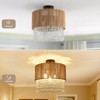PAKOKULA 3-Light Drum Nature Rattan&Crystal Flush Mount Ceiling Light - 3 of 4