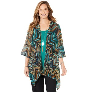 Catherines Women's Plus Size Seasonless Cascade Duster - 1 of 4