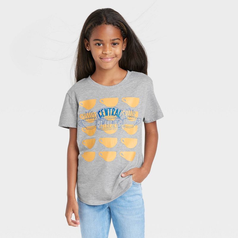 Girls' Friends Central Perk Short Sleeve Graphic T-Shirt - Heather Gray, 1 of 4