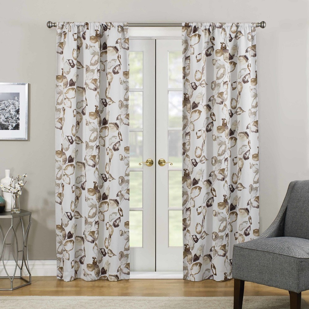 Photos - Curtains & Drapes Eclipse 1pc 37"x63" Blackout Floral Paige Thermaweave Curtain Panel Tan  