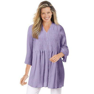 Woman Within Plus Size Smocked Blouse