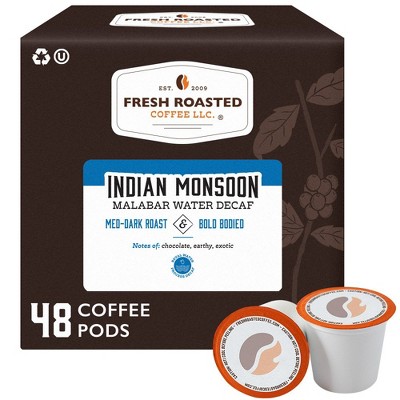 Fresh Roasted Coffee - Indian Malabar WP Decaf Med-Dark Roast Single Serve Pods - 48CT